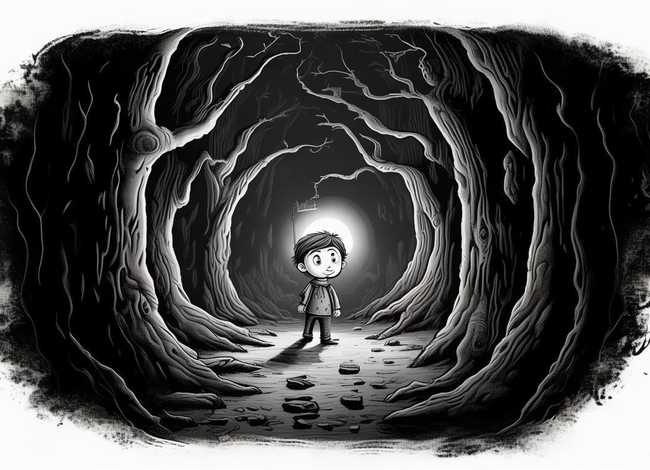 儿童故事插画黑白；有故事的黑白插画