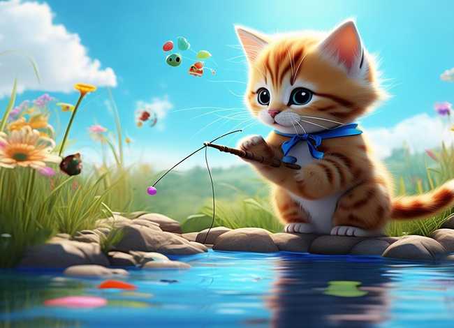 小猫钓鱼故事动画（小猫钓鱼故事动画片）