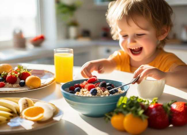 可爱儿童早餐、可爱营养的儿童早餐