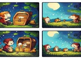 儿童故事四格漫画图片，幼儿四格漫画小故事