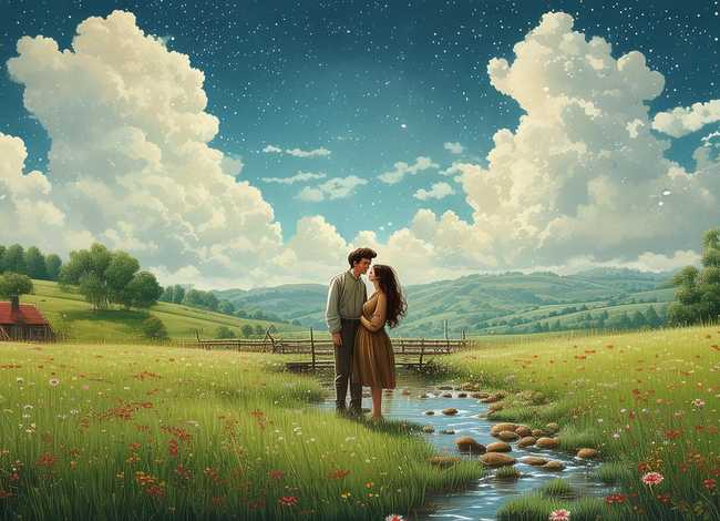 乡村爱情故事绘画，乡村爱情故事绘画图片