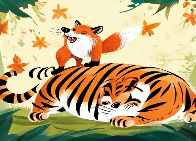 狐假虎威儿童画绘本，狐假虎威简笔画绘本