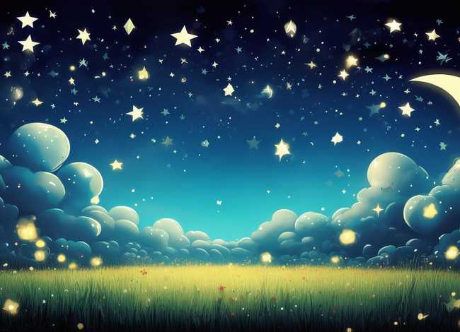 夜空的星星儿童故事、夜晚的星空儿童画