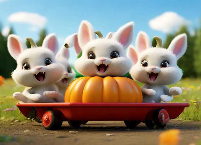 幼儿连环画图片，幼儿连环画图片4张小兔运南瓜