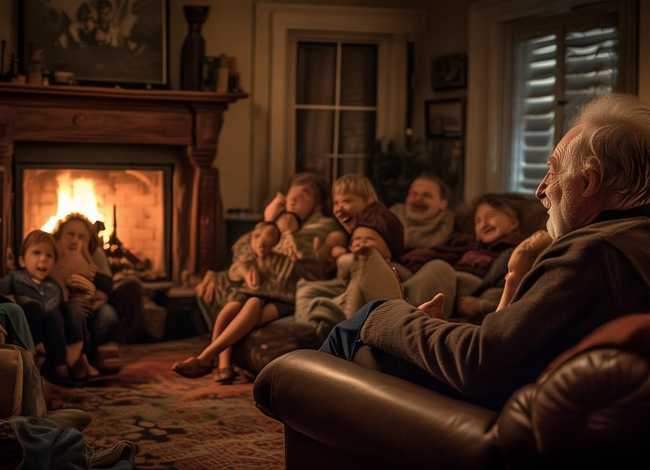 阿庆讲故事；吃好晚饭看电视,听我阿庆讲故事