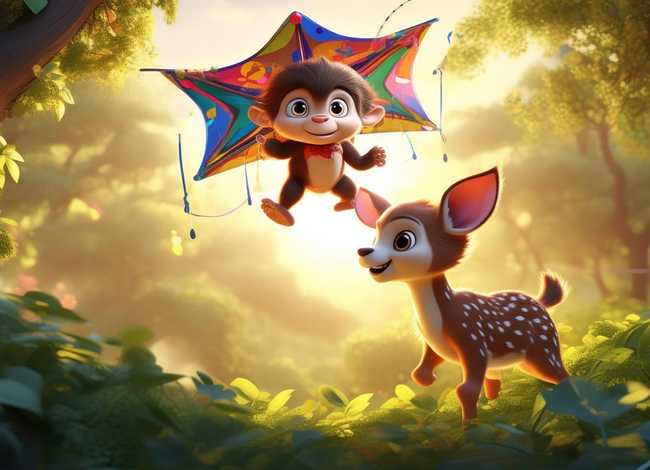 用猴风筝和小鹿创编儿童故事 - 小猴和小鹿的故事