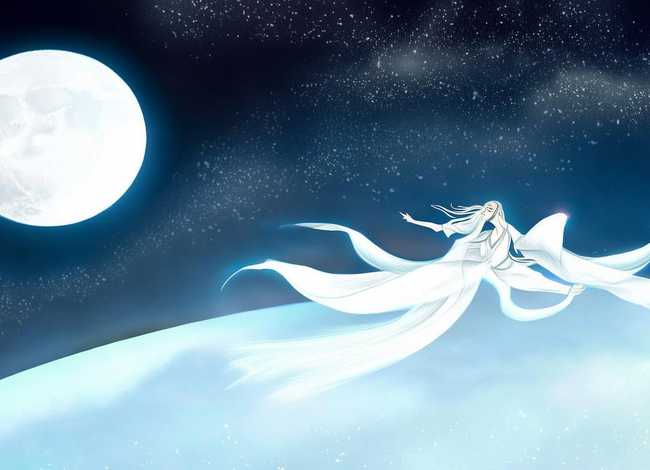 嫦娥奔月的神话故事绘本手绘；嫦娥奔月的神话故事绘本手绘图片