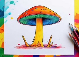 灵芝儿童简笔画涂色；灵芝儿童简笔画涂色怎么涂