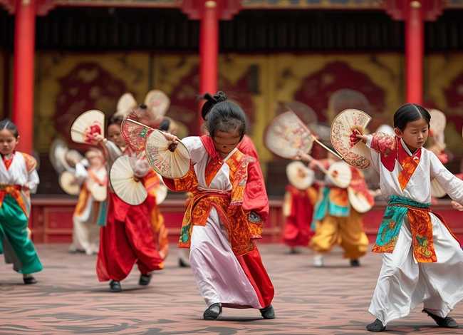 霸王别姬儿童扇子武术表演、霸王别姬儿童扇子舞蹈