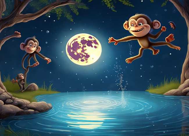 儿童故事猴子捞月在线听、故事猴子捞月亮在线听