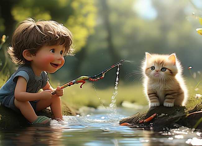 儿童故事小猫钓鱼的故事，少儿故事小猫钓鱼的故事