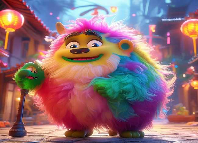 年兽的故事儿童版图画；年兽的故事图片简笔画