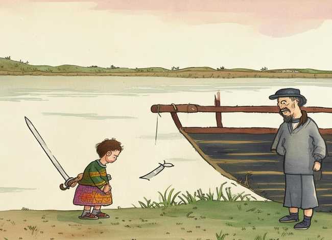 刻舟求剑儿童成语故事ppt；刻舟求剑成语故事教案