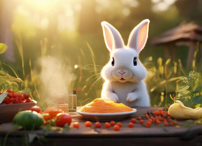 小白兔早餐，小白兔吃早餐