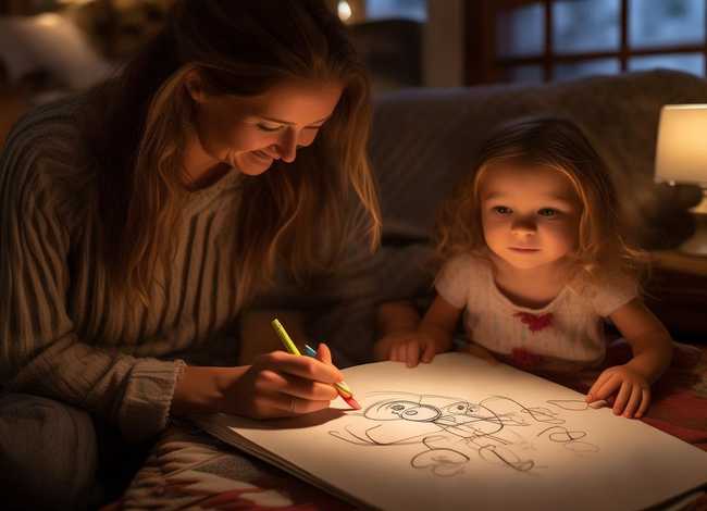 简笔画妈妈讲故事、妈妈讲故事简笔画步骤