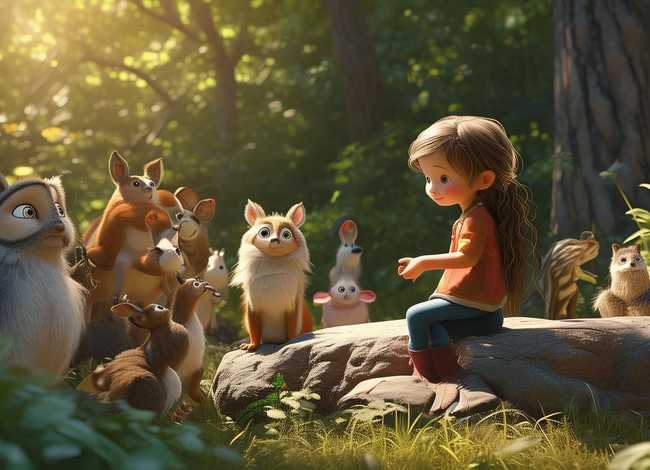 动物听故事看图写话（看图写话动物们听小女孩讲故事）