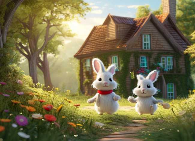 两只小兔子上学的故事；两只小兔子上学的故事图片