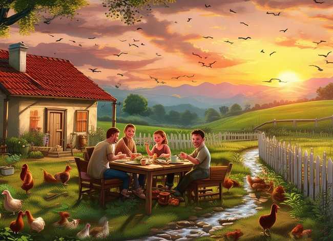 乡村幸福生活绘画 乡村幸福生活绘画作品