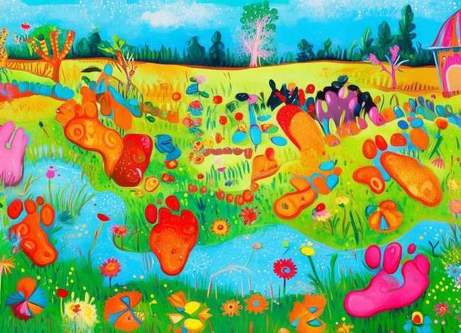 脚印儿童画、脚印 儿童画