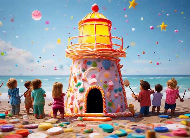 儿童动画灯塔故事；灯塔儿童创意画