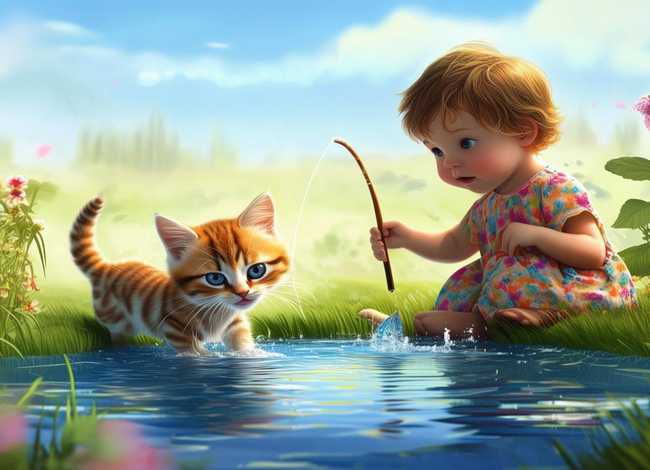 小猫钓鱼的故事小孩完整版，小猫钓鱼的故事小孩完整版图片