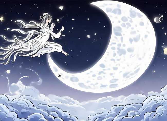 嫦娥奔月的神话故事画 - 嫦娥奔月的神话故事手抄报简笔画图案