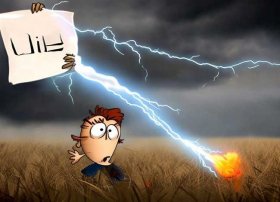 撒谎遭雷劈的搞笑图片；撒谎遭雷劈的搞笑图片带字