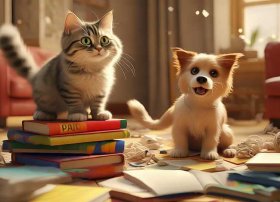 me and my cat绘本、cat and dog in a mess绘本