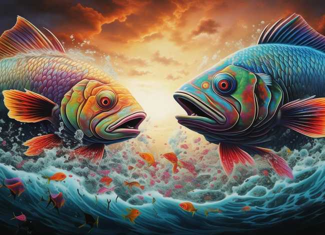 小鱼打架儿童故事；大鱼打架小鱼遭殃