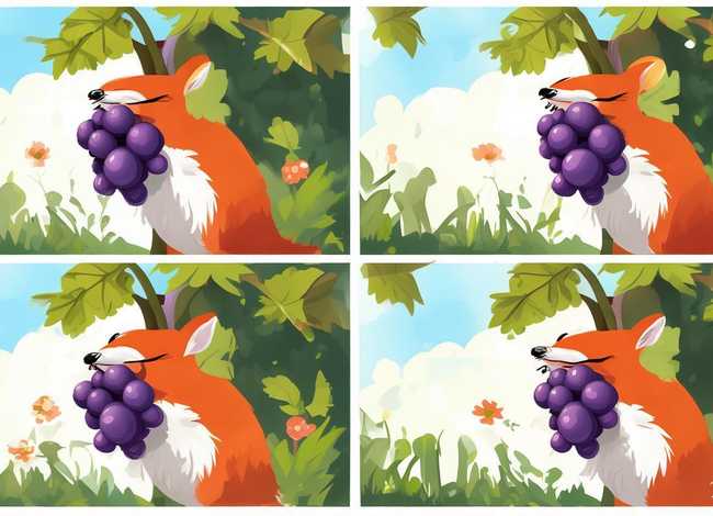 狐狸和葡萄简笔画 狐狸和葡萄简笔画四格
