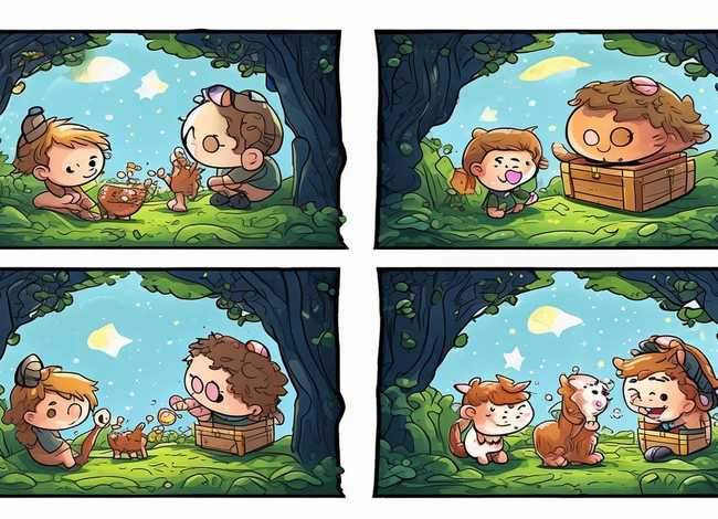 儿童故事四格漫画图片，幼儿四格漫画小故事