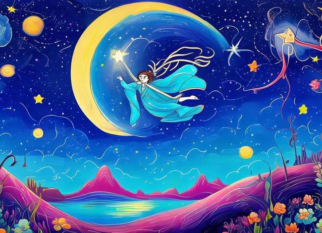 嫦娥奔月儿童画作品大全、嫦娥奔月儿童绘画作品