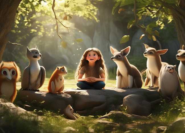 动物听故事看图写话（看图写话动物们听小女孩讲故事）