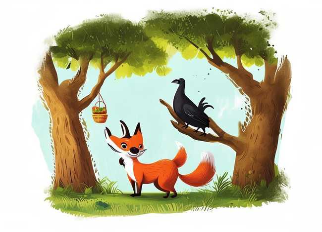 乌鸦与狐狸 的故事 乌鸦与狐狸 的故事内容怎么画