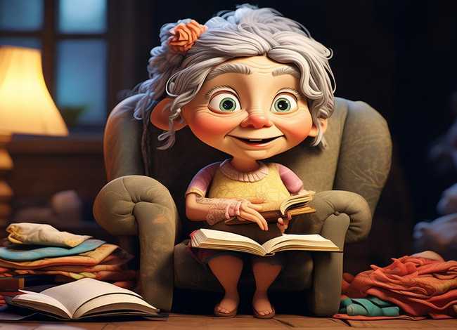 老奶奶讲故事简笔画 讲故事的老奶奶简笔画