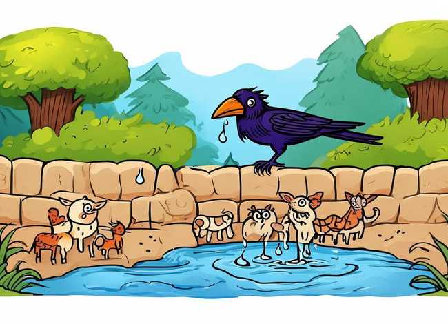 儿童故事简笔画乌鸦喝水；8张简笔画幼儿绘本故事乌鸦喝水