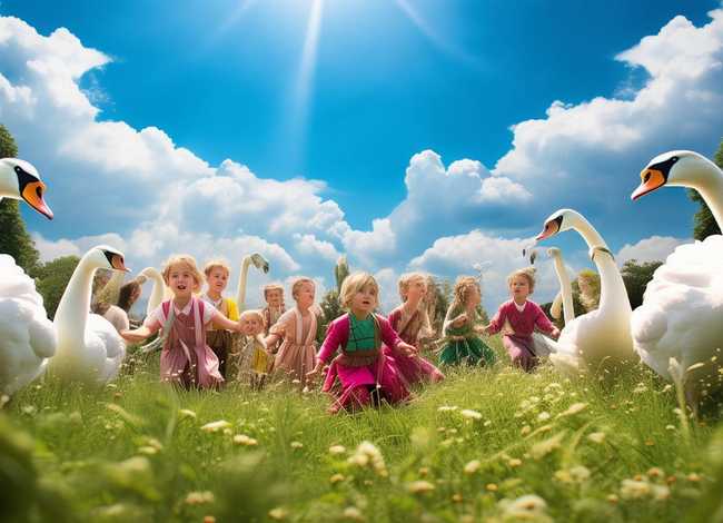 儿童表演野天鹅的故事、幼儿故事野天鹅