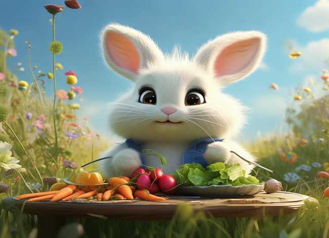 小兔子吃饭故事 - 小兔子吃饭故事图片