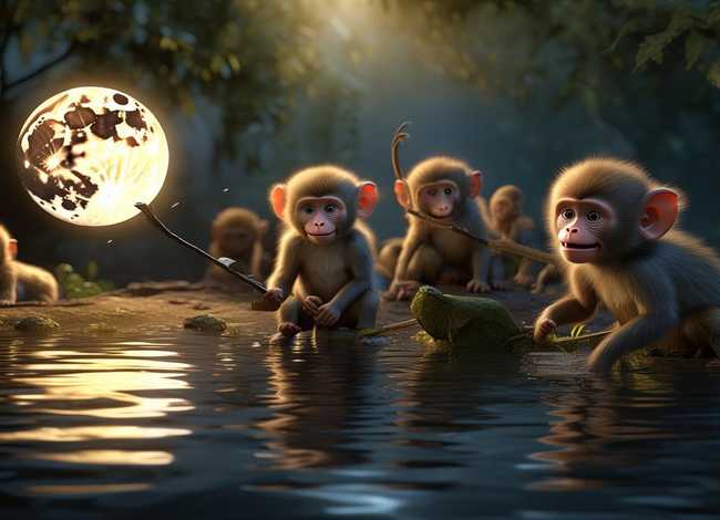 儿童故事猴子捞月亮（幼儿猴子捞月亮的完整故事）