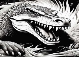 画狮吼鳄鱼简笔画、画狮吼鳄鱼简笔画怎么画