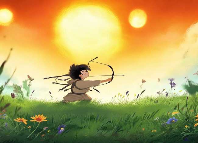 后羿射日儿童故事画图 - 后羿射日儿童画图片