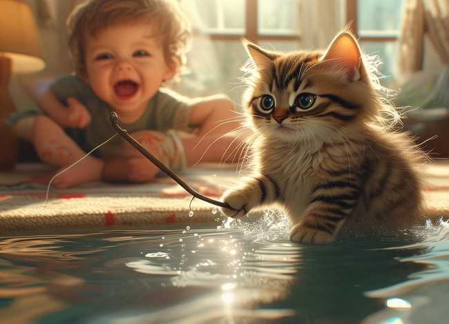 儿童睡前故事小猫钓鱼、幼儿故事在线听睡前小猫钓鱼