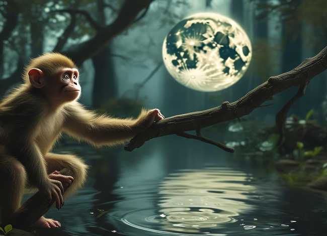 儿童故事猴子捞月亮的故事200字，猴子捞月亮的故事20个字