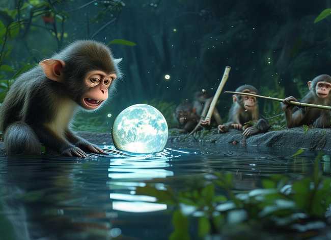 猴子捞月亮故事书 - 猴子捞月亮的故事书