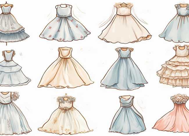 儿童婚纱简笔画；儿童婚纱简笔画大全