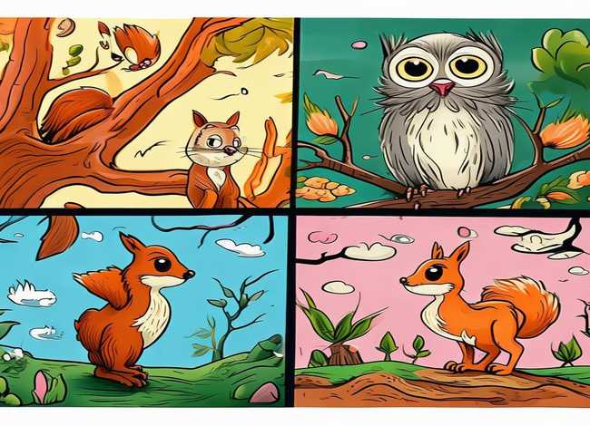 动物故事简笔画连环画图片简笔画 - 动物故事简笔画四幅连环画