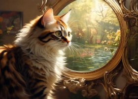 《镜子的故事》；小花猫照镜子的故事