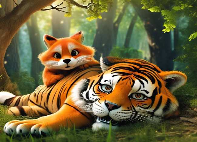 关于狐假虎威的儿童画，关于狐假虎威的儿童画图片