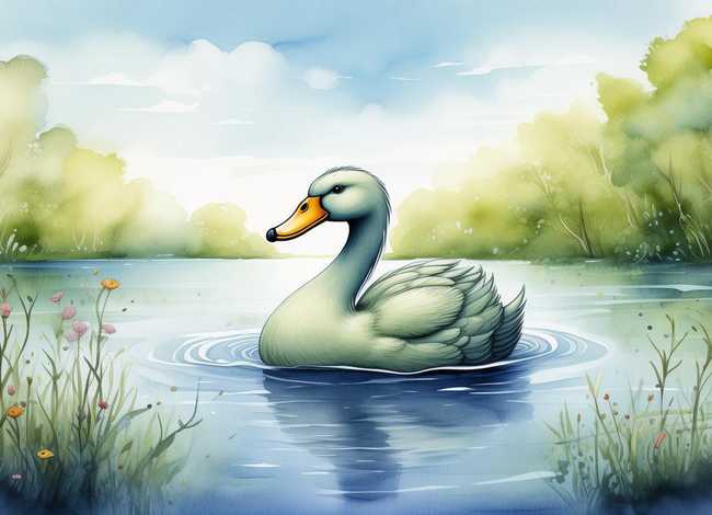 童话故事绘画作品，童话故事绘画作品图片丑小鸭