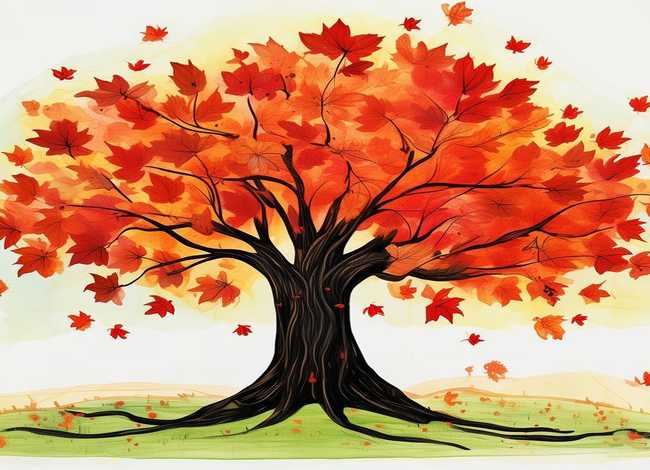 儿童枫叶树简笔画 - 儿童枫叶树简笔画图片